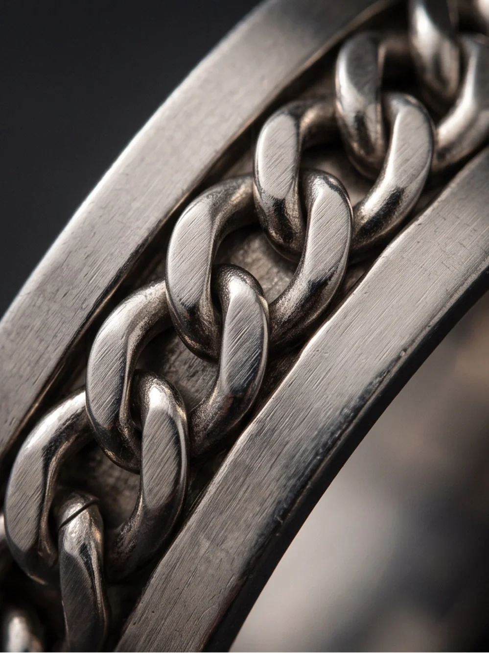Men’s Silver Spinning Chain Ring – Size 9